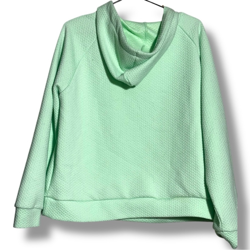 Lively Mint Green Quilted Long Sleeve Lightweight Front Pocket Hooded Sweatshirt - Picture 15 of 15